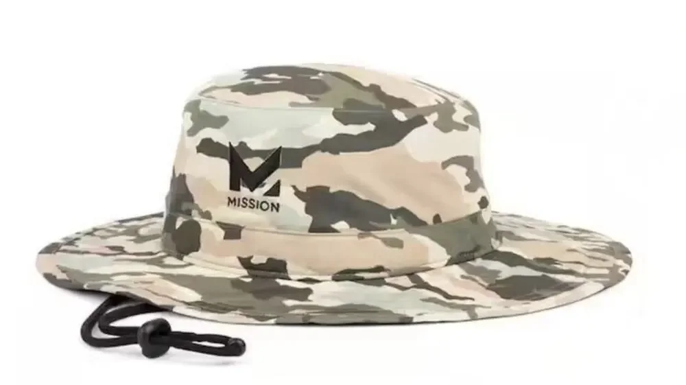 NWT Mission Camo Safari Cool UPF50 Wide Brim Boonie Drawstring Unisex Bucket Hat